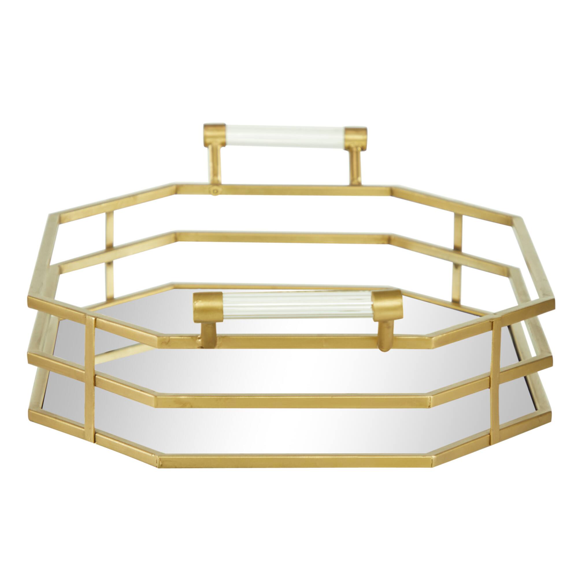 CosmoLiving by Cosmopolitan 27" Gold Metal Glam Tray